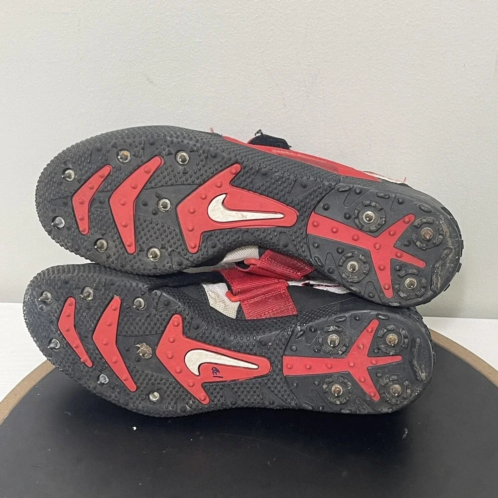 Vintage Nike Hammer Throwing Shoes Track Field‎ Spikes Red Black Size US 9.5